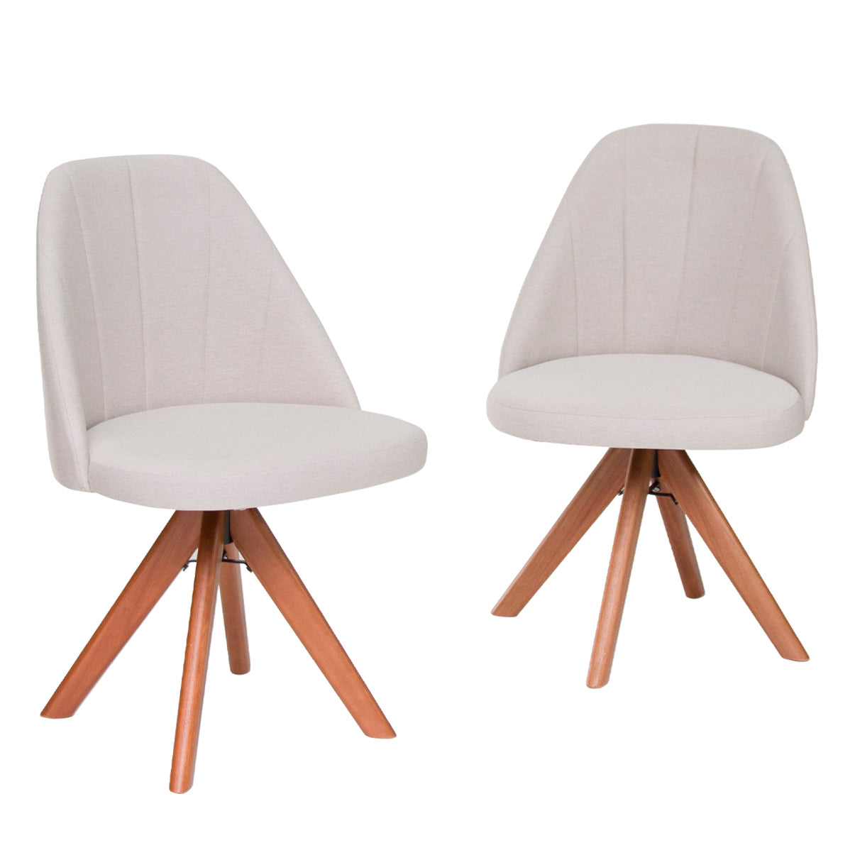 Kit com 2 Cadeiras Mariana Giratórias com Estrutura de Madeira e Assento Estofado – Design Moderno e Confortável para Sala de Jantar