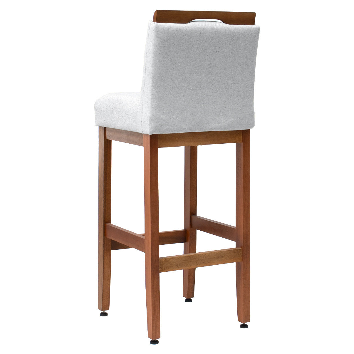 2 Banquetas Safira com Assento Estofado em Tecido Linho e Estrutura de Madeira Maciça – Com Encosto e Apoio para os Pés, Altura 104 cm para Bancadas Altas