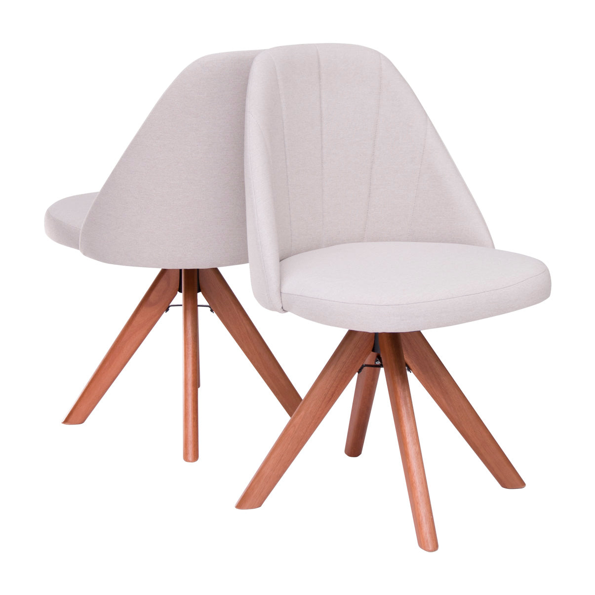 Kit com 2 Cadeiras Mariana Giratórias com Estrutura de Madeira e Assento Estofado – Design Moderno e Confortável para Sala de Jantar