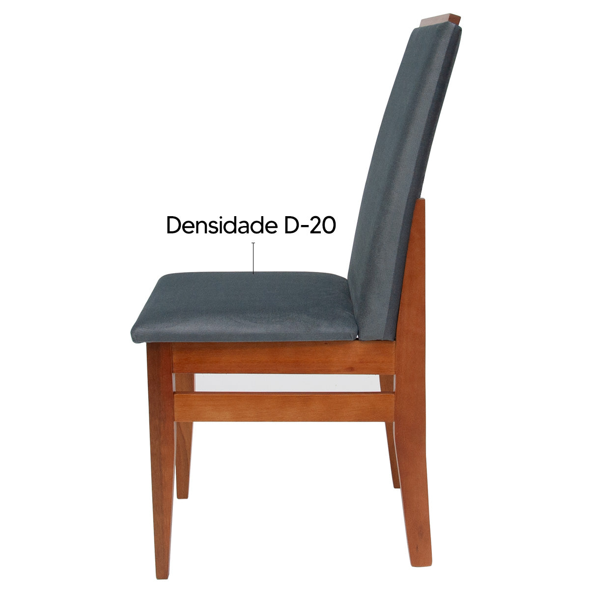 Kit com 4 Cadeiras Veneza com Assento em Tecido Linho, Estrutura em Madeira de Eucalipto e Espuma D20