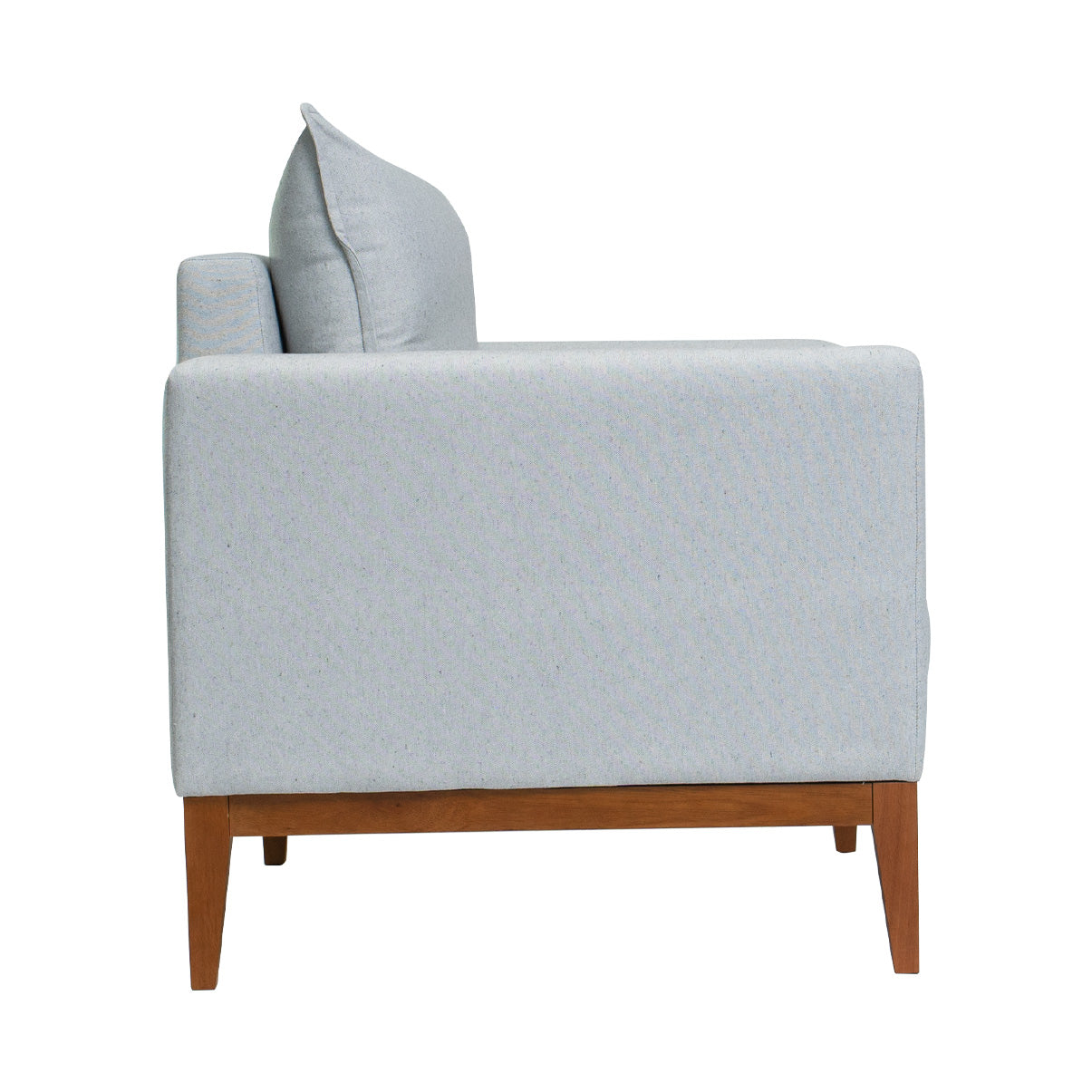 Poltrona Classic Estofada em Linho com Estrutura de Madeira Eucalipto, Almofada Removível e Pés com Requadro – Conforto e Durabilidade