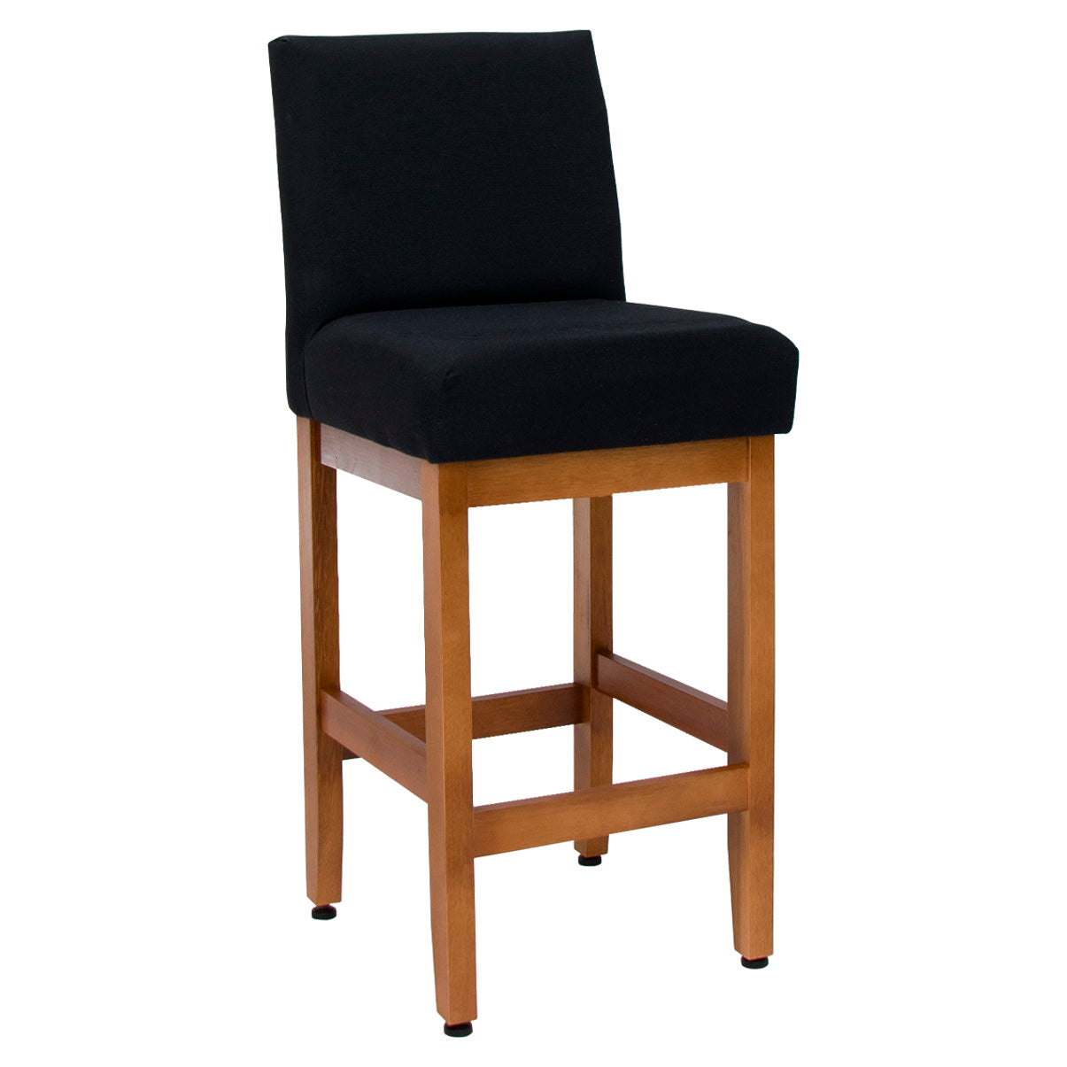 Banqueta Baixa Jade Estofada com Estrutura de Madeira Maciça e Assento em Espuma D23 - Encosto Estofado e Altura Ideal para Bancadas Compactas
