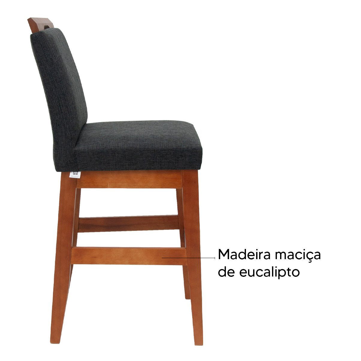 Banqueta Rubi Baixa Estofada em Tecido Linho com Estrutura de Madeira Maciça - Ideal para Mesas e Bancadas Compactas