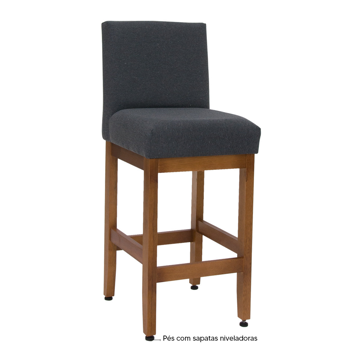 Banqueta Baixa Jade Estofada com Estrutura de Madeira Maciça e Assento em Espuma D23 - Encosto Estofado e Altura Ideal para Bancadas Compactas