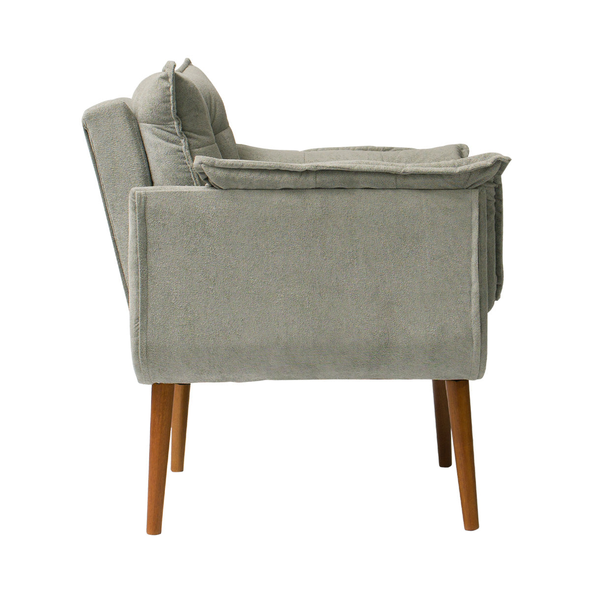 Poltrona Silicia com Pés Palito em Madeira de Eucalipto e Estofado em Tecido Deluxe – Design Elegante