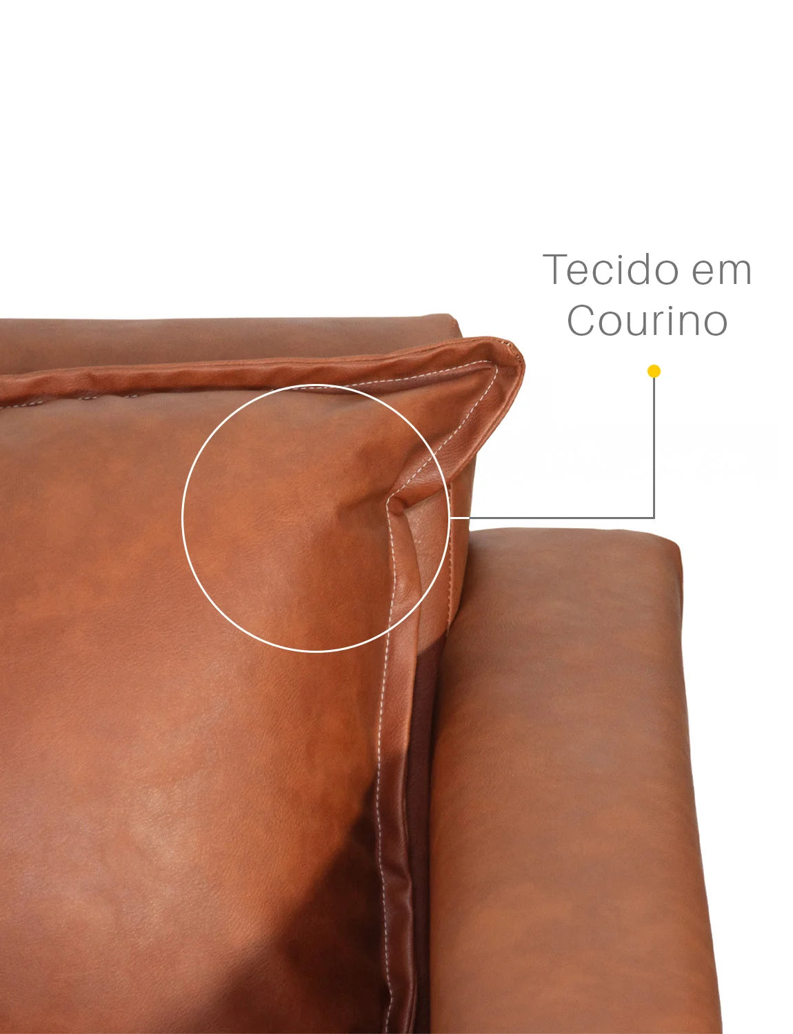 Sofá 3 Lugares Classic Corino com 2 Almofadas 2m Estrutura em Madeira de Eucalipto