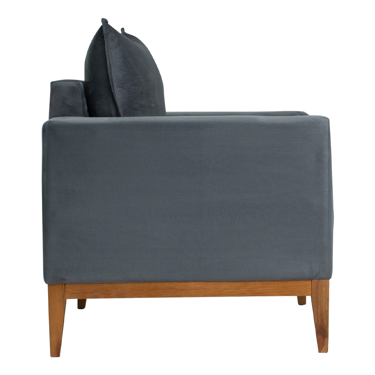 Poltrona Classic Estofada em Linho com Estrutura de Madeira Eucalipto, Almofada Removível e Pés com Requadro – Conforto e Durabilidade