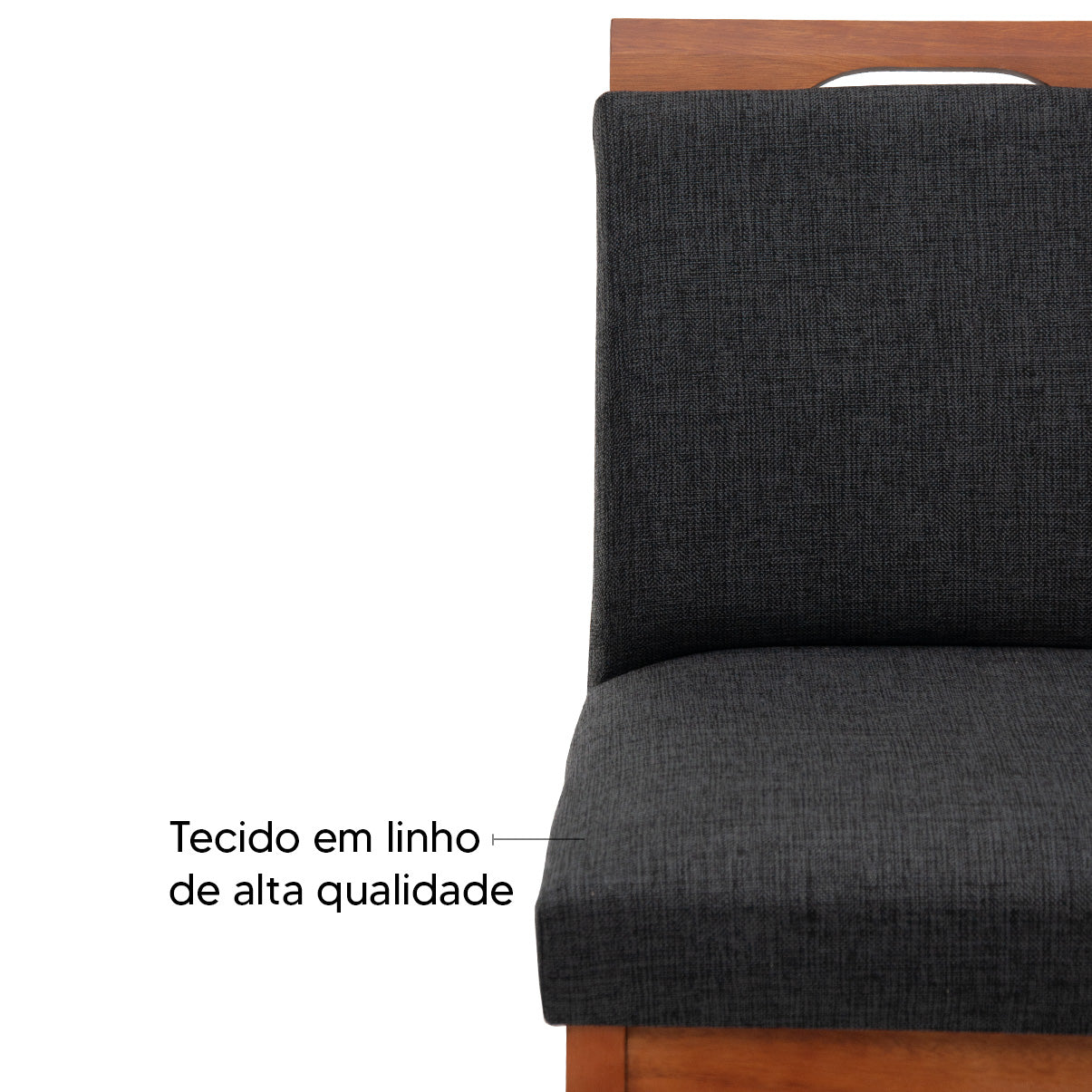 Banqueta Rubi Baixa Estofada em Tecido Linho com Estrutura de Madeira Maciça - Ideal para Mesas e Bancadas Compactas