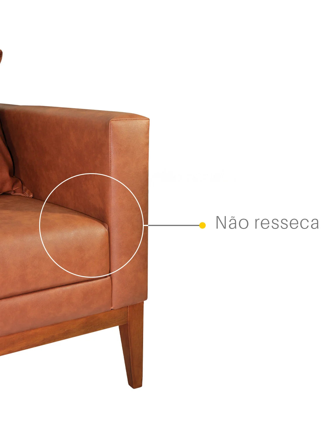 Sofá 3 Lugares Classic Corino com 2 Almofadas 2m Estrutura em Madeira de Eucalipto