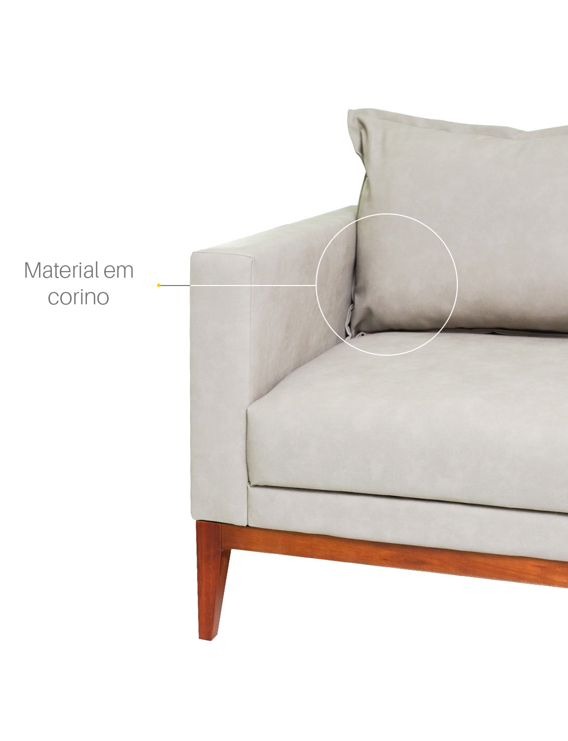 Sofá 3 Lugares Classic Corino com 2 Almofadas 2m Estrutura em Madeira de Eucalipto