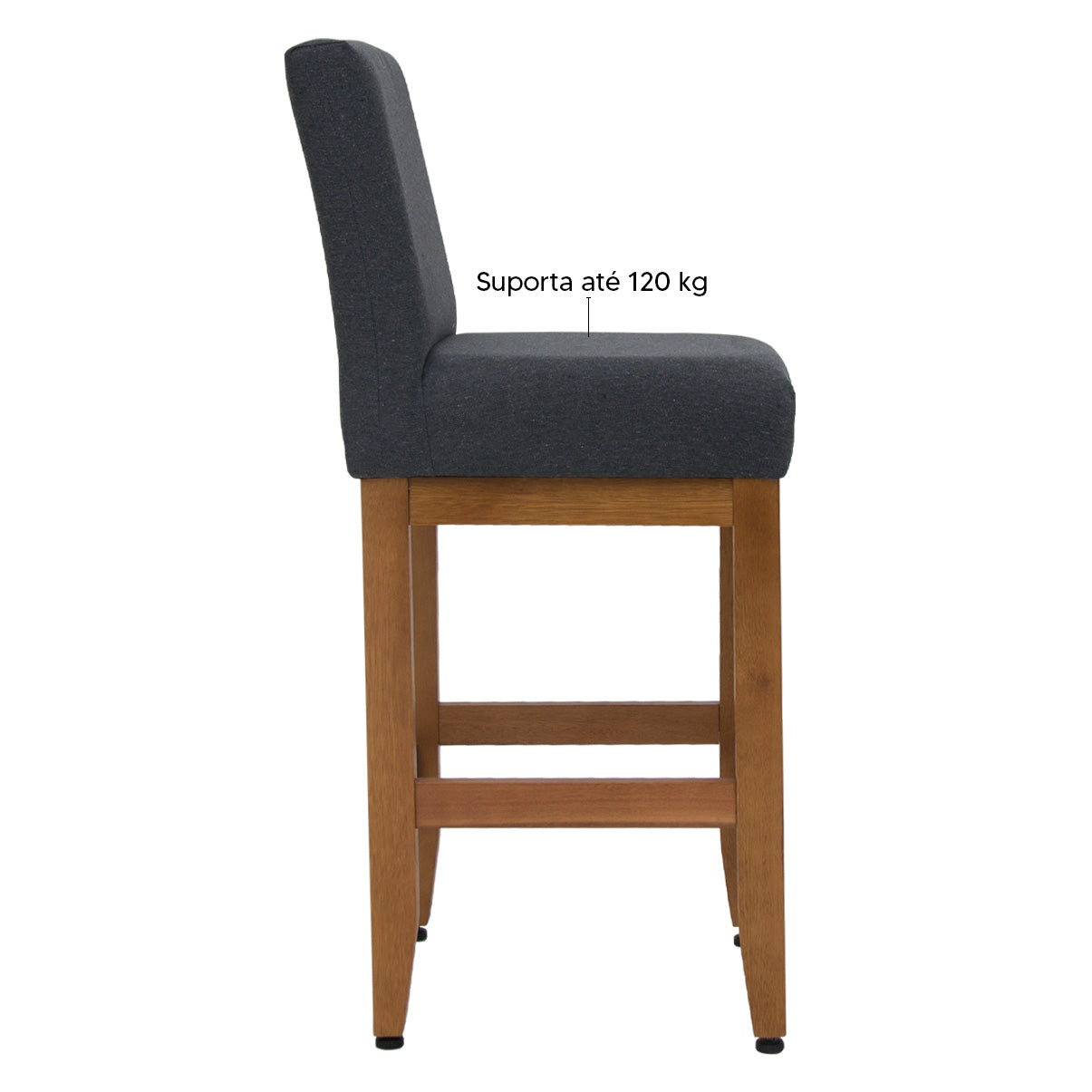 Banqueta Baixa Jade Estofada com Estrutura de Madeira Maciça e Assento em Espuma D23 - Encosto Estofado e Altura Ideal para Bancadas Compactas