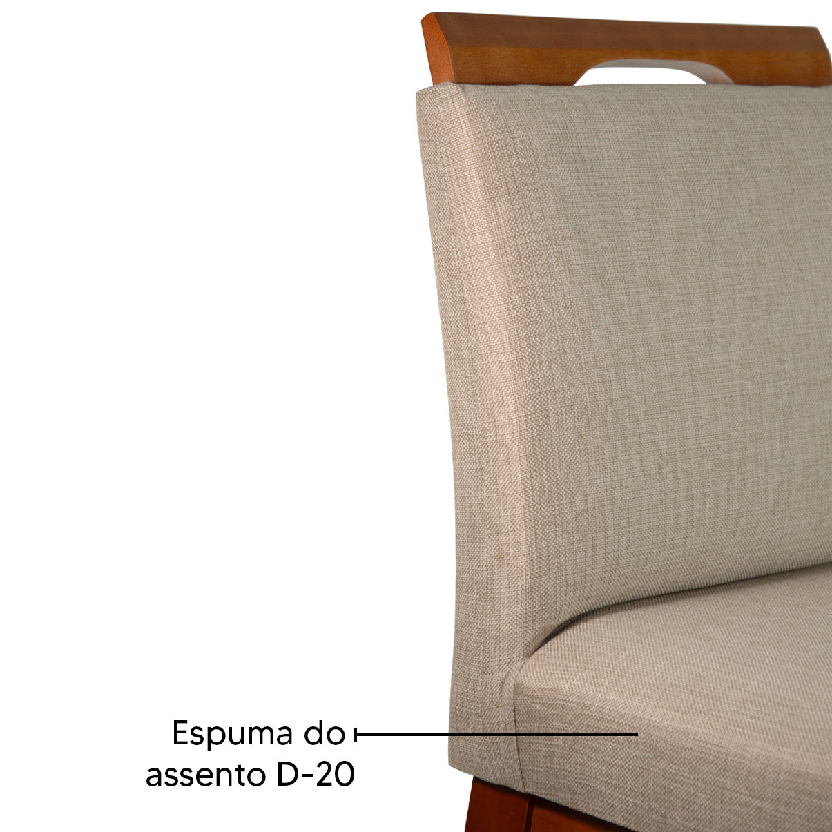 Banqueta Rubi Baixa Estofada em Tecido Linho com Estrutura de Madeira Maciça - Ideal para Mesas e Bancadas Compactas