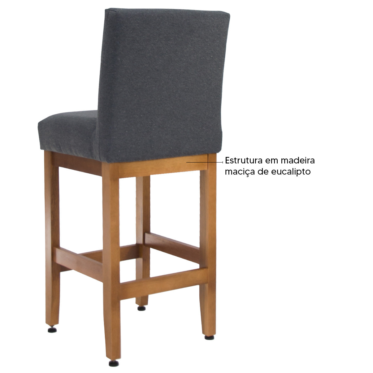 Banqueta Baixa Jade Estofada com Estrutura de Madeira Maciça e Assento em Espuma D23 - Encosto Estofado e Altura Ideal para Bancadas Compactas