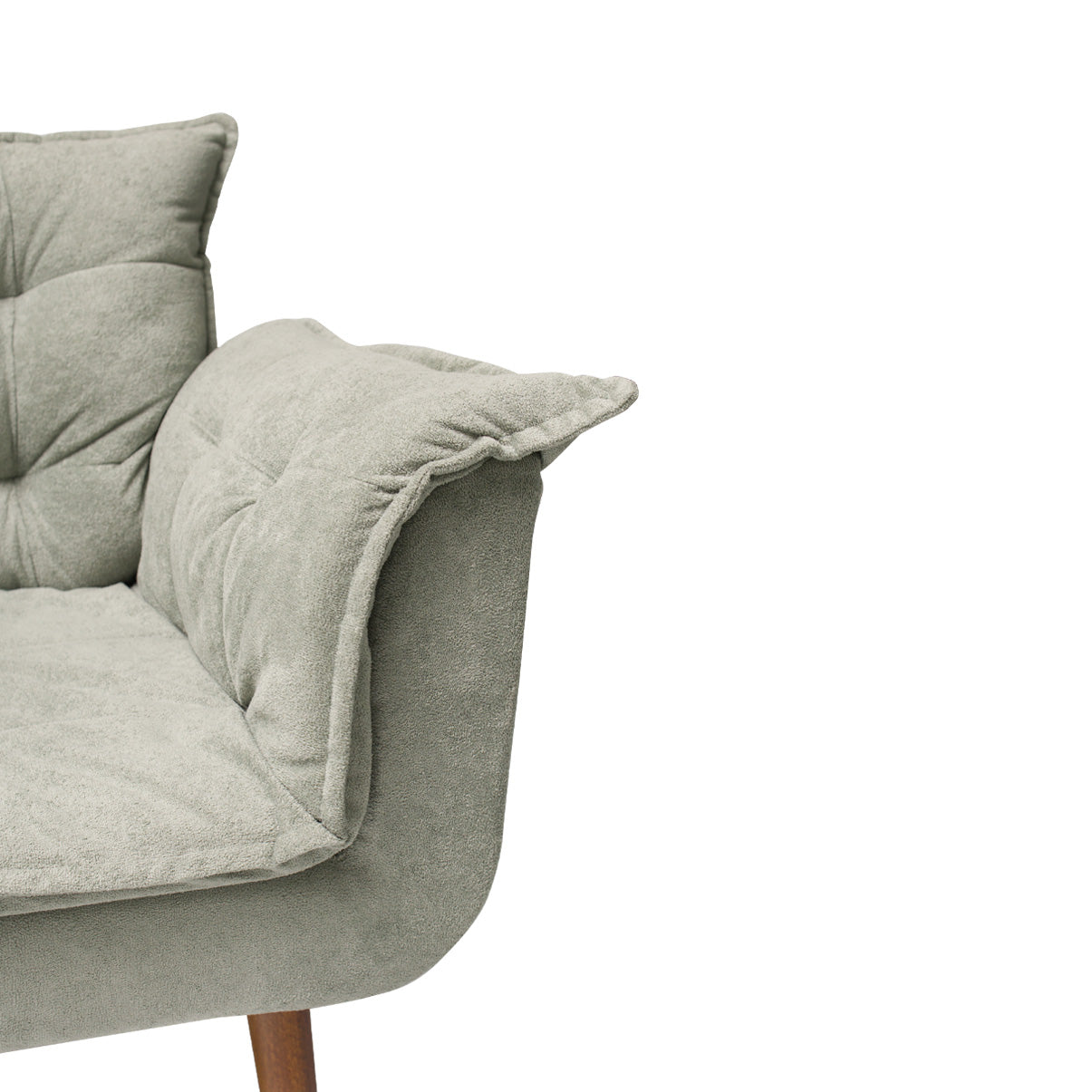Poltrona Silicia com Pés Palito em Madeira de Eucalipto e Estofado em Tecido Deluxe – Design Elegante