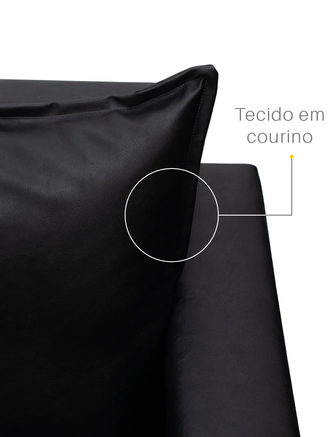 Sofá 3 Lugares Classic Corino com 2 Almofadas 2m Estrutura em Madeira de Eucalipto