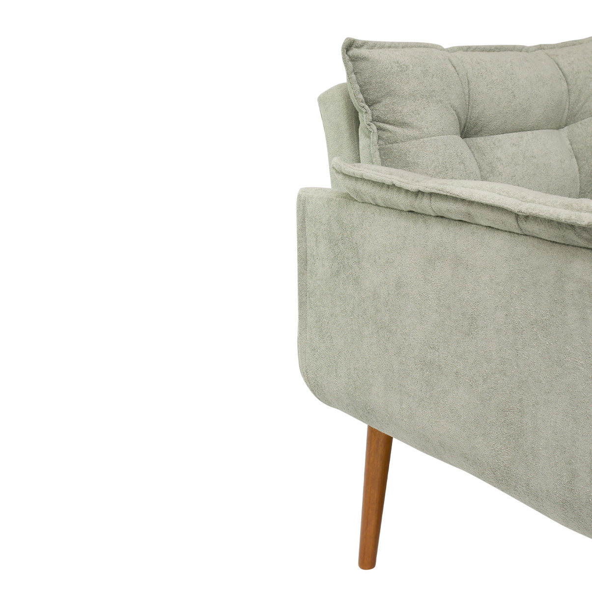 Poltrona Silicia com Pés Palito em Madeira de Eucalipto e Estofado em Tecido Deluxe – Design Elegante