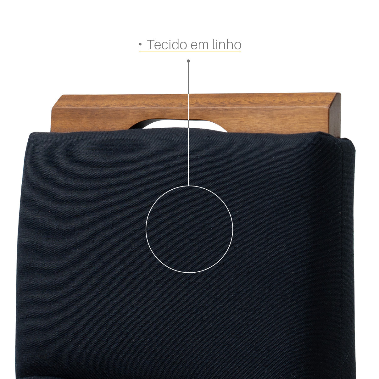 2 Banquetas Safira com Assento Estofado em Tecido Linho e Estrutura de Madeira Maciça – Com Encosto e Apoio para os Pés, Altura 104 cm para Bancadas Altas