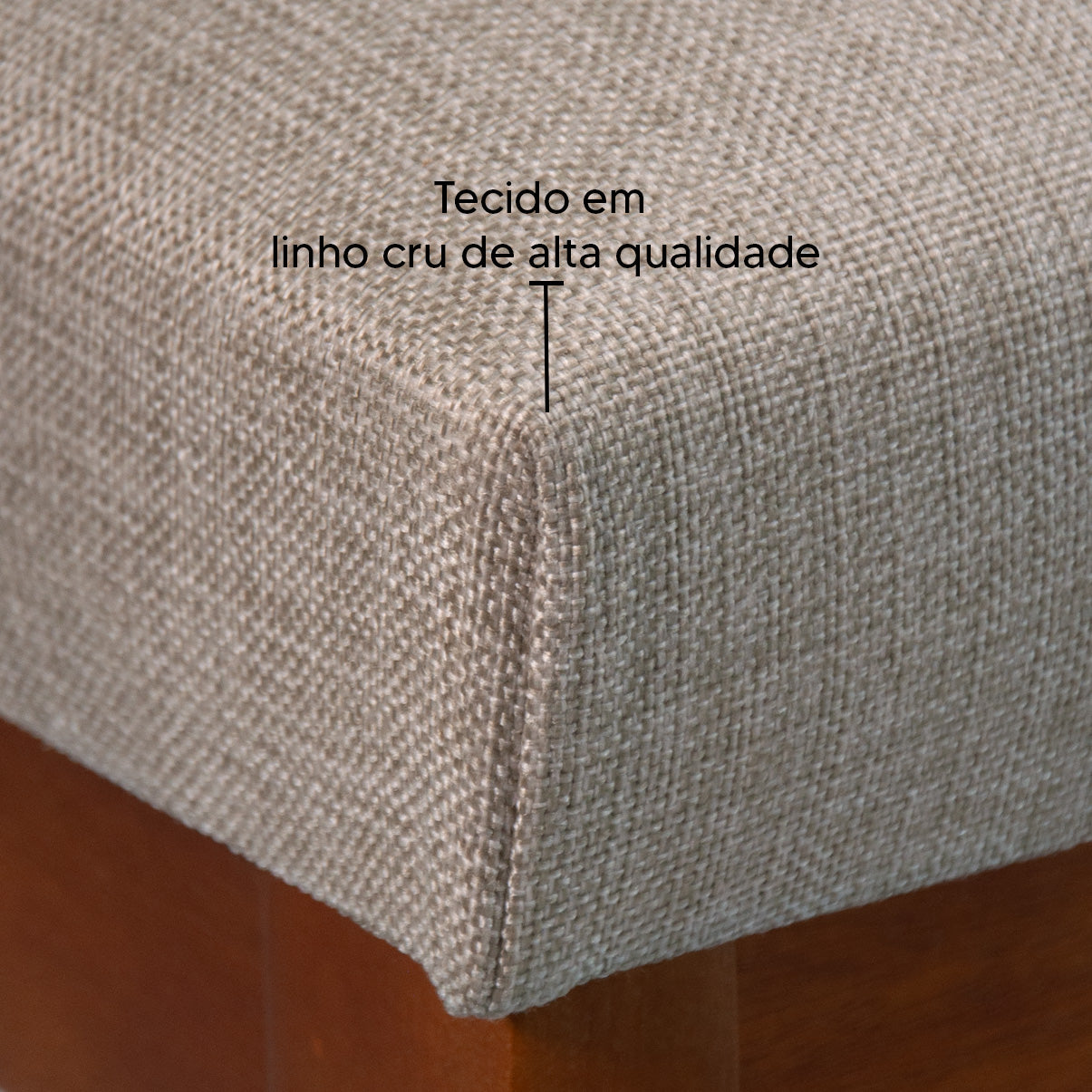 Banqueta Rubi Baixa Estofada em Tecido Linho com Estrutura de Madeira Maciça - Ideal para Mesas e Bancadas Compactas
