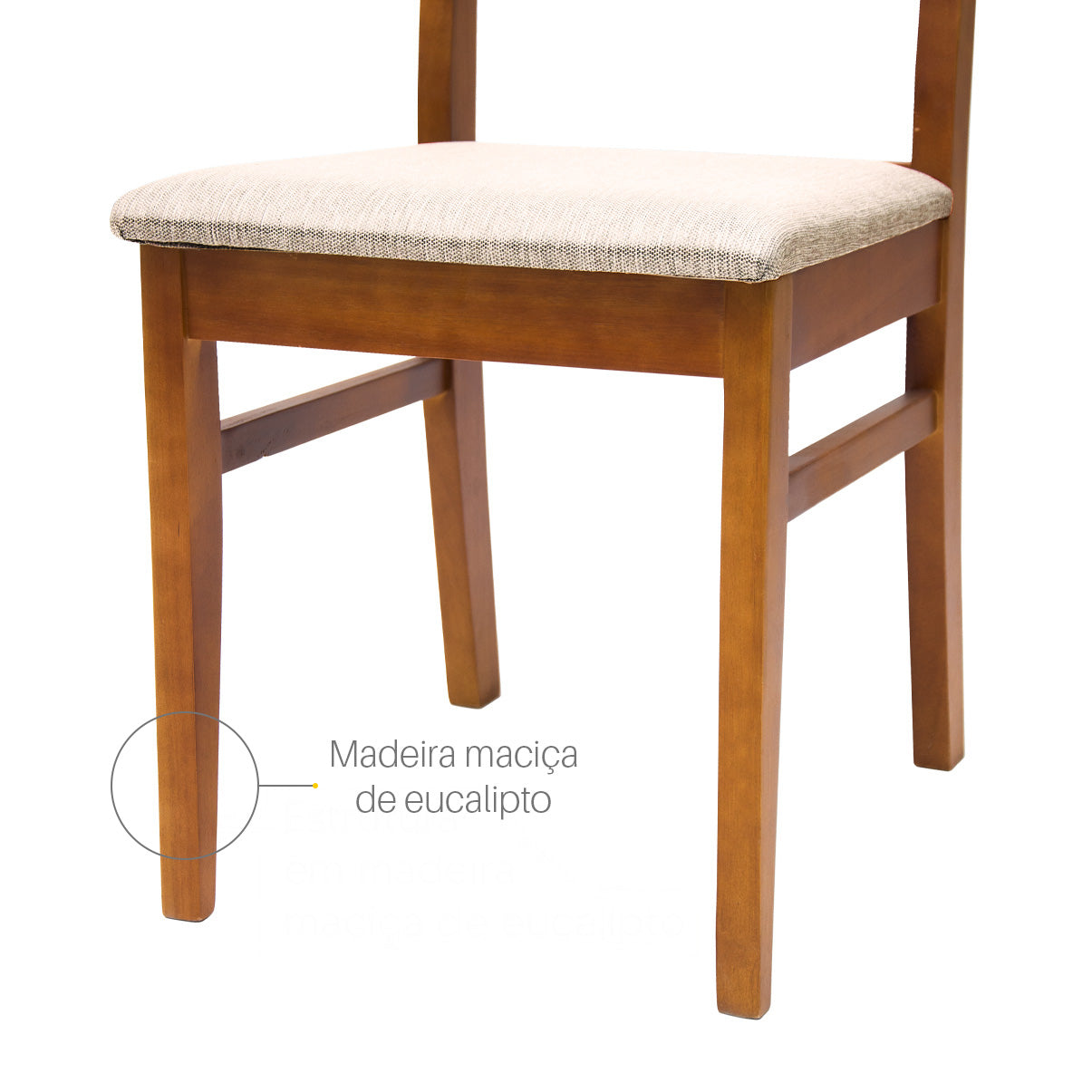 Kit Conjunto Cadeiras de jantar em madeira com estofado confortável, ideal para salas modernas. Acabamento em verniz UV e estrutura resistente de alta qualidade.