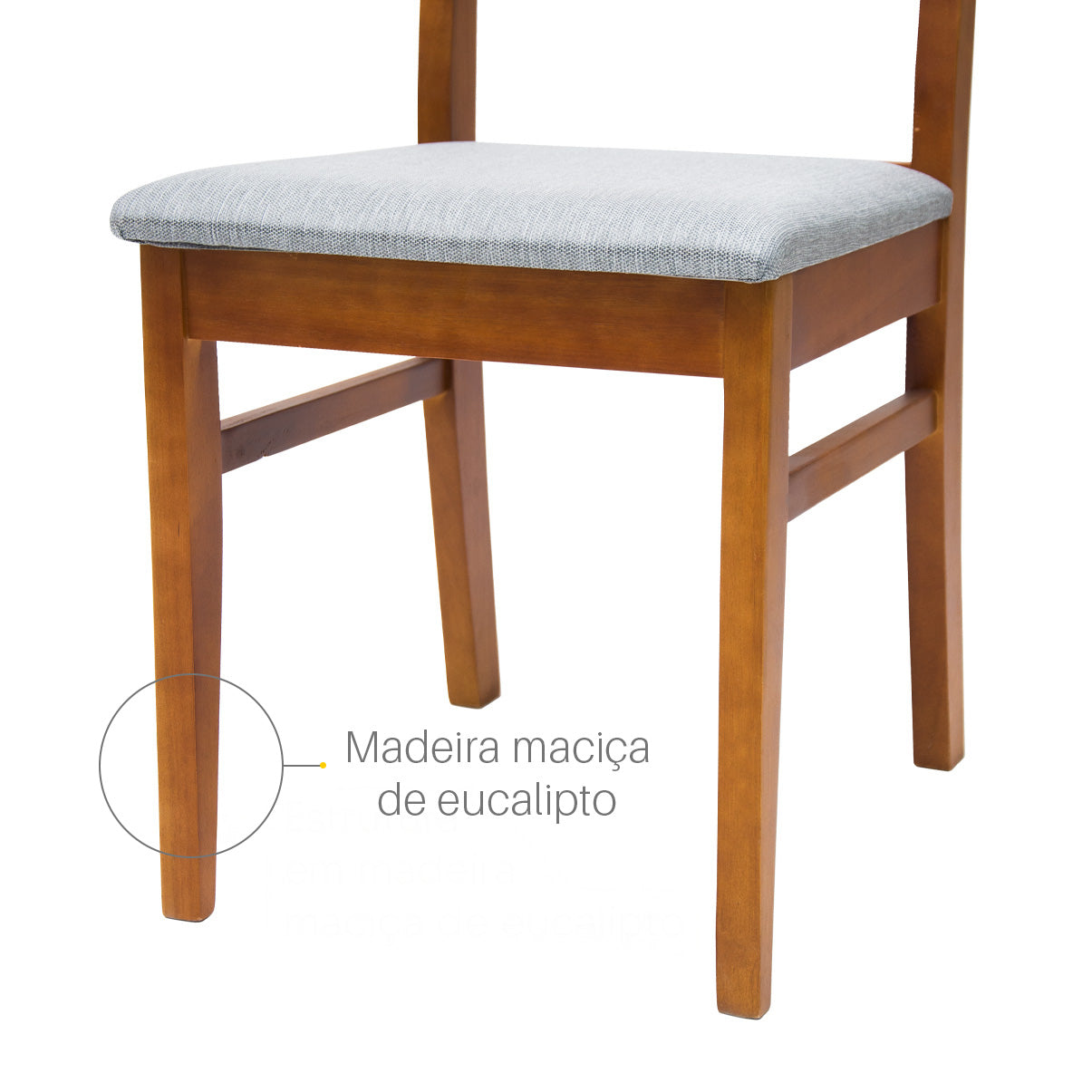 Kit Conjunto Cadeiras de jantar em madeira com estofado confortável, ideal para salas modernas. Acabamento em verniz UV e estrutura resistente de alta qualidade.