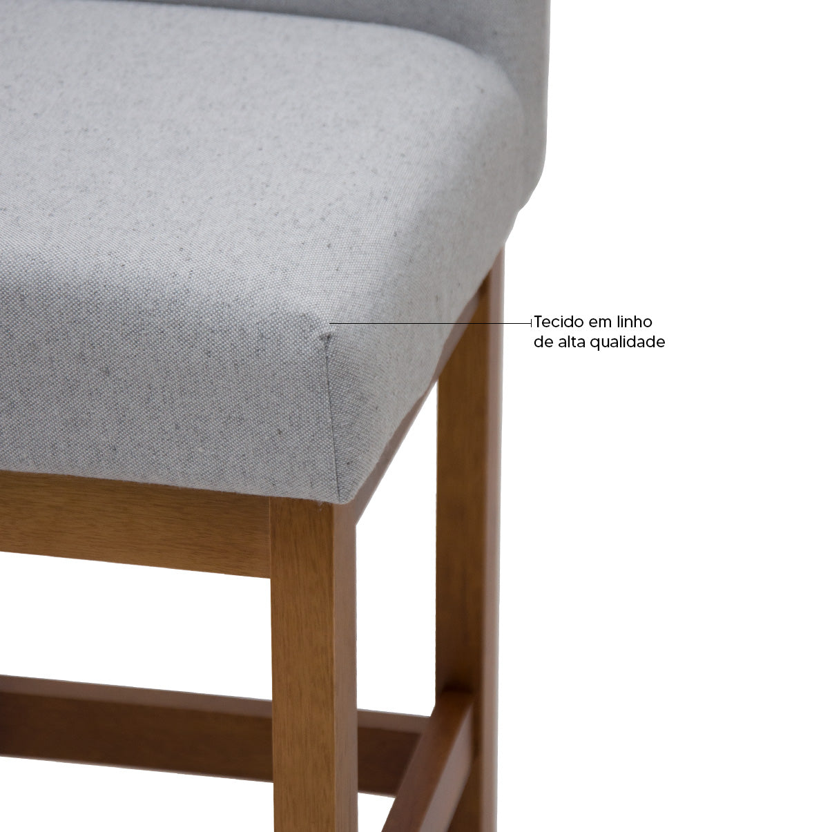 Banqueta Baixa Jade Estofada com Estrutura de Madeira Maciça e Assento em Espuma D23 - Encosto Estofado e Altura Ideal para Bancadas Compactas