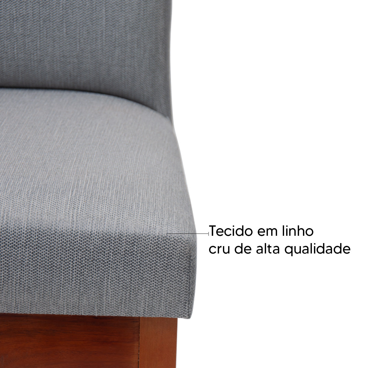 Banqueta Rubi Baixa Estofada em Tecido Linho com Estrutura de Madeira Maciça - Ideal para Mesas e Bancadas Compactas