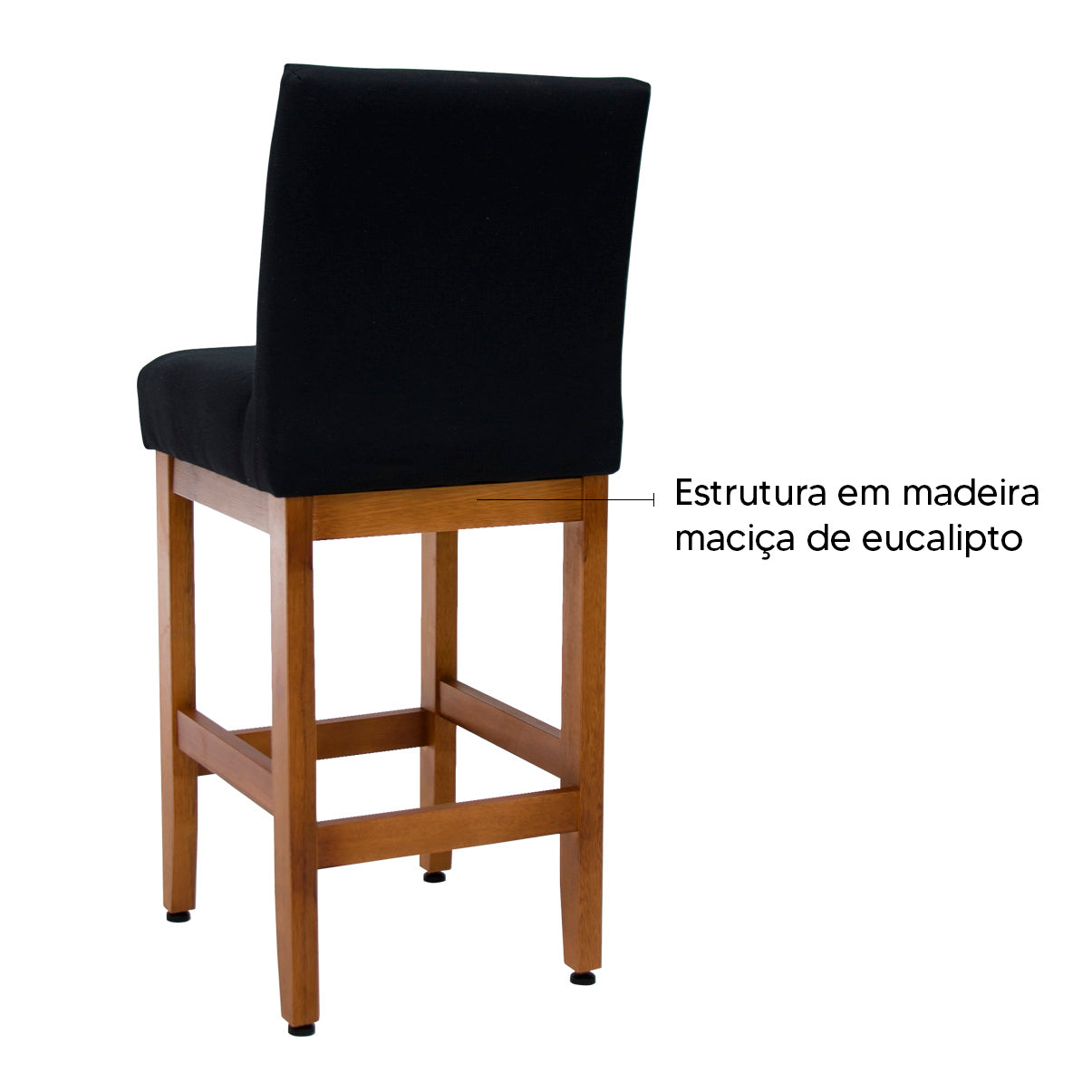 Banqueta Baixa Jade Estofada com Estrutura de Madeira Maciça e Assento em Espuma D23 - Encosto Estofado e Altura Ideal para Bancadas Compactas