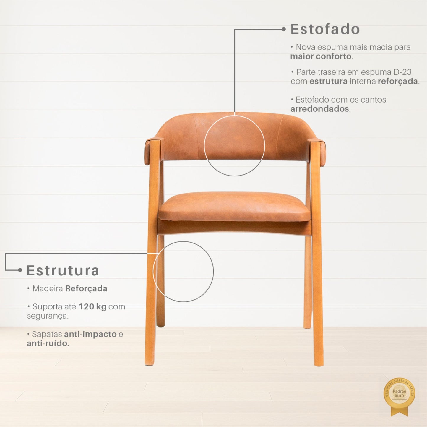 Kit 2 Poltronas Escandinava Decorativas Malaga Estofada