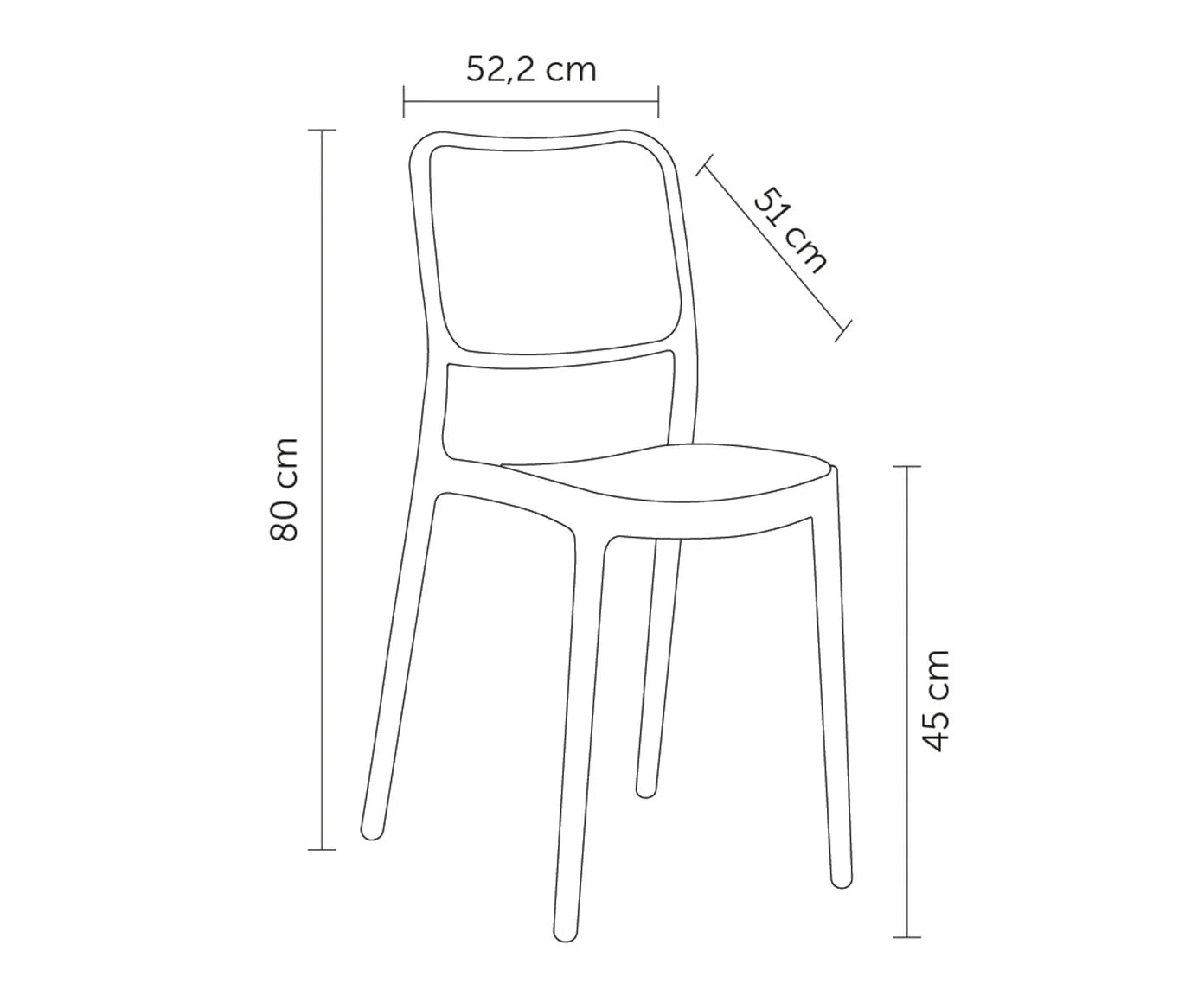 Cadeira Lia Polipropileno Estilo Urbano Vintage para Uso Interno e Externo – Altura do Assento 45 cm
