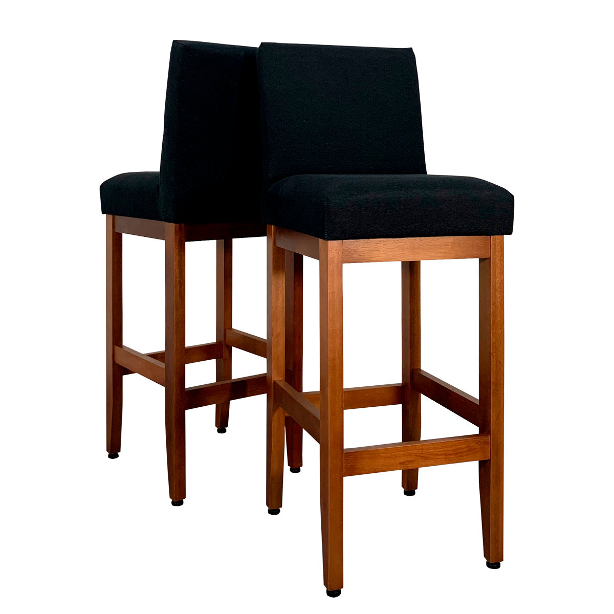 Banqueta Alta Jade Estofada com Estrutura de Madeira Maciça e Assento em Espuma D23 - Encosto Estofado e Altura Ideal para Bancadas Compactas