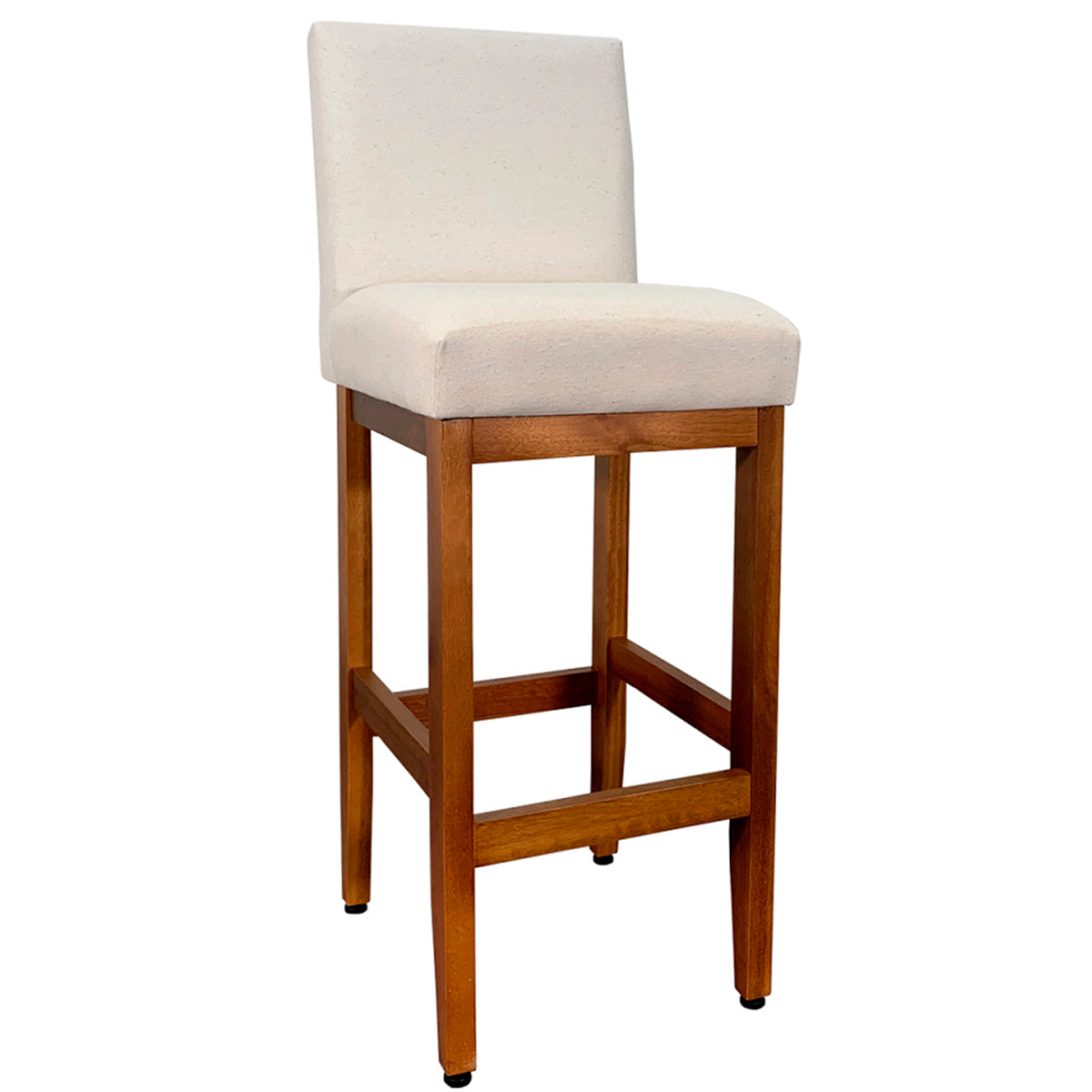 Banqueta Alta Jade Estofada com Estrutura de Madeira Maciça e Assento em Espuma D23 - Encosto Estofado e Altura Ideal para Bancadas Compactas