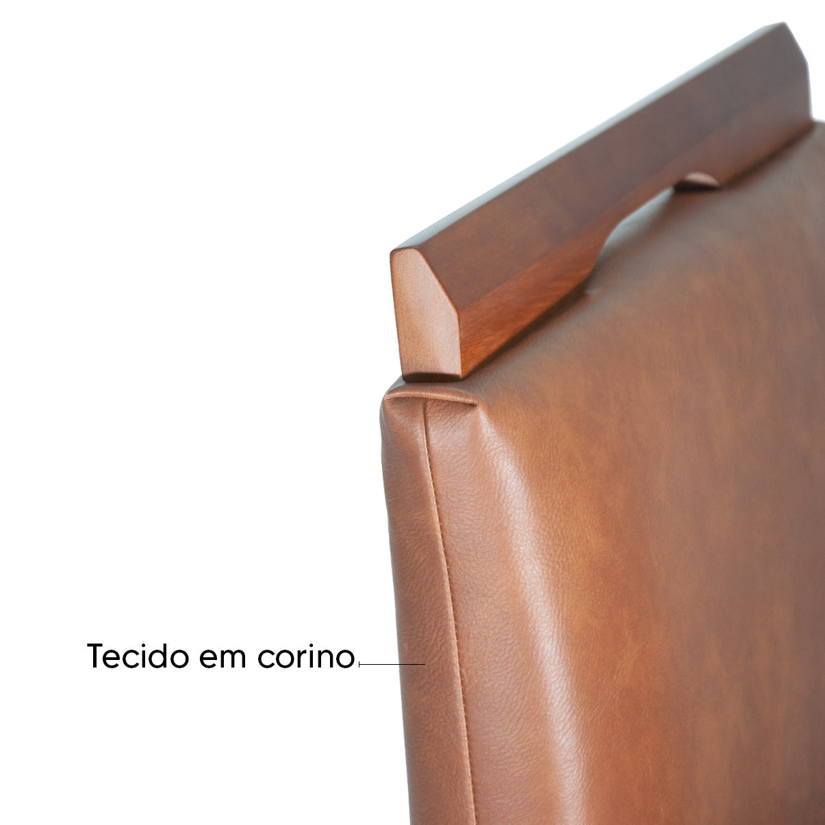 Banqueta Rubi Estofada em Courino com Encosto e Estrutura de Madeira Maciça – Altura 104 cm com Apoio para os Pés, Ideal para Bancada Alta