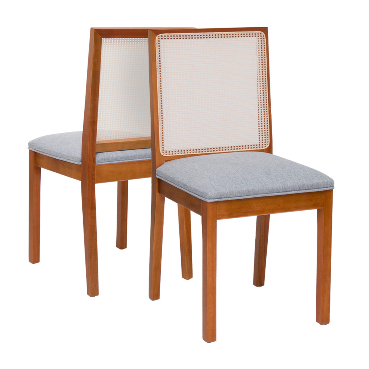 Kit com 4 Cadeiras Atena Madeira de Eucalipto e Estofado em Linho – Estrutura Reforçada e Design Sofisticado