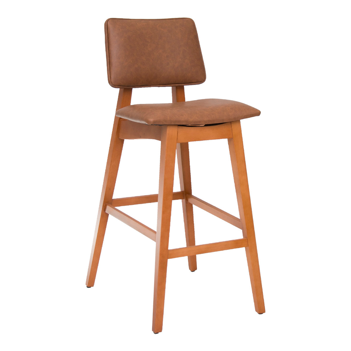 Banqueta Alta Madri com Estrutura em Madeira Maciça e Assento Estofado – Encosto Ergonômico e Altura Ideal para Bancadas Gourmet ou Cozinhas Americanas