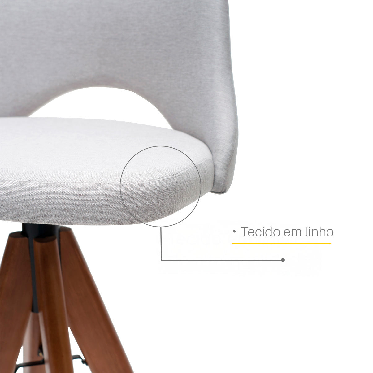 Kit 2 Banquetas Giratória Camila Estofada em Tecido em Linho com , Ideal para Bancadas Altas