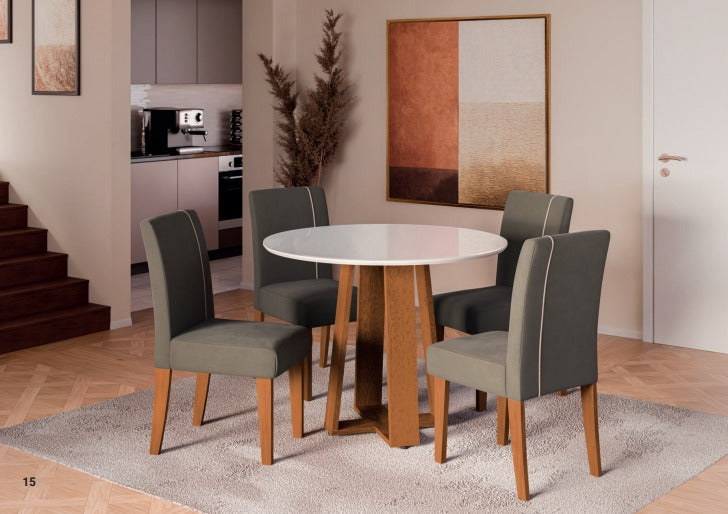 Mesa de Jantar 4 Lugares Redonda em MDF Athenas