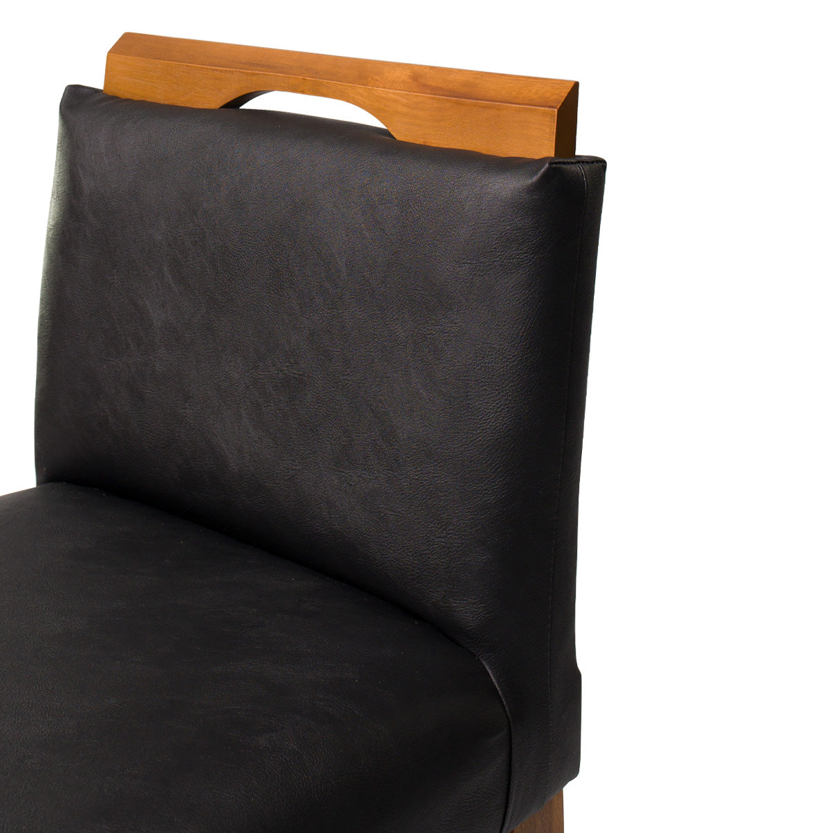 Banqueta Safira com Assento Estofado em Courino e Estrutura de Madeira Maciça – Design Elegante com Encosto e Apoio para os Pés, Altura 104 cm