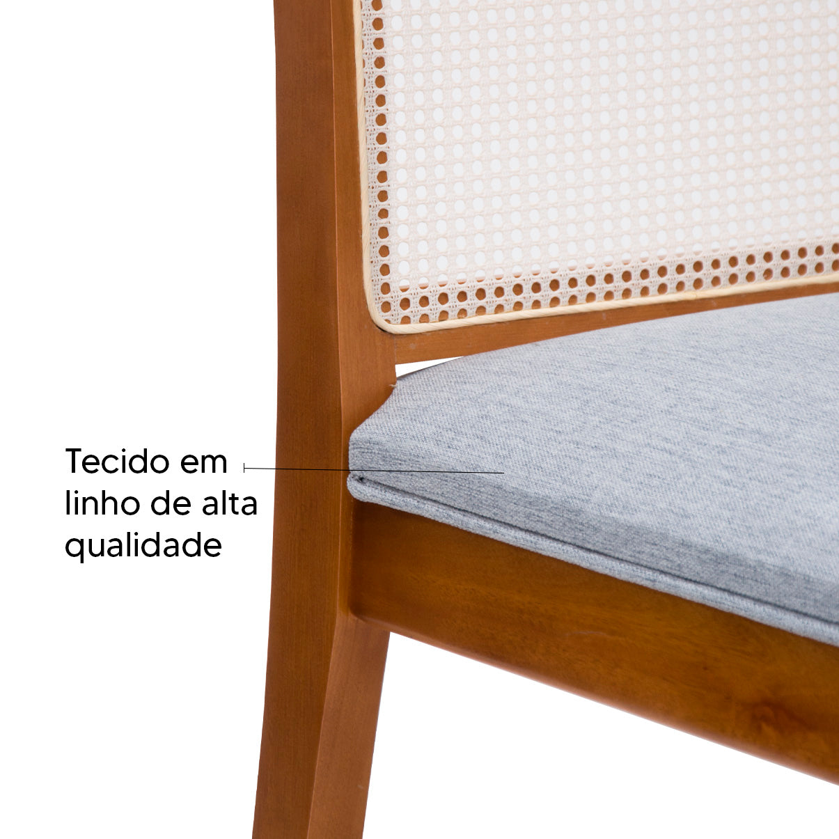 Kit com 2 Cadeiras Atena em Madeira de Eucalipto com Assento em Linho – 92 cm Altura