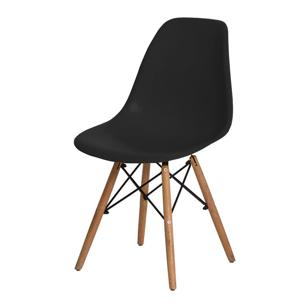 Cadeira Eifel Design Moderno em Polipropileno com Base de Madeira de Faia e Estrutura Metálica – 81x46 cm