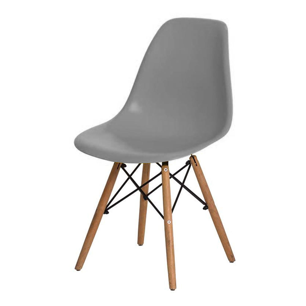 Cadeira Eifel Design Moderno em Polipropileno com Base de Madeira de Faia e Estrutura Metálica – 81x46 cm