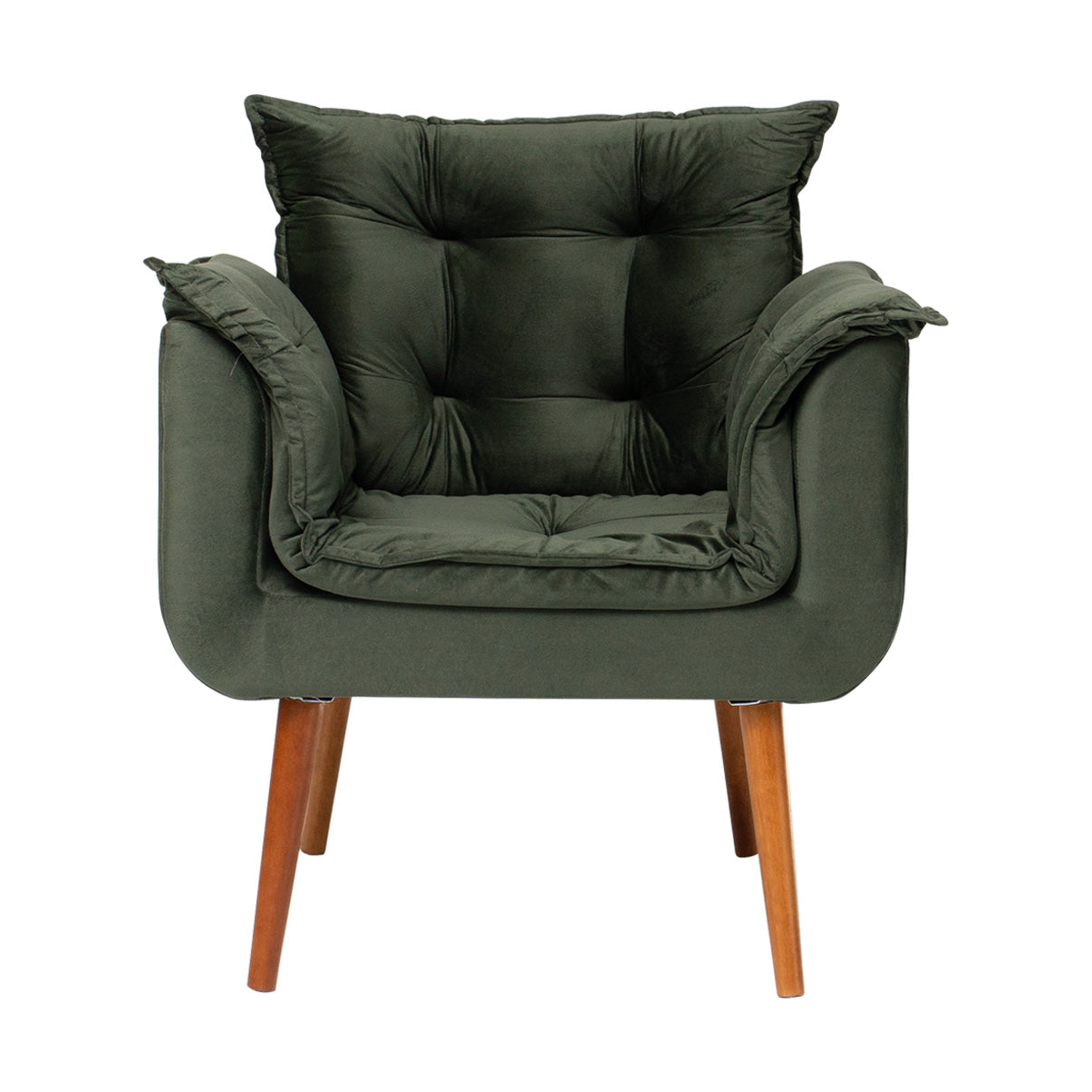 Poltrona Silicia com Pés Palito em Madeira de Eucalipto e Estofado em Tecido Deluxe – Design Elegante