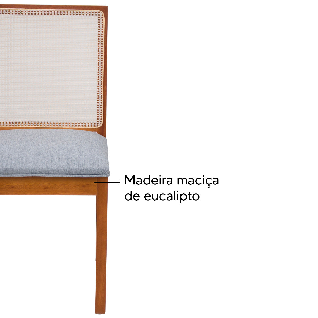 Kit com 4 Cadeiras Atena Madeira de Eucalipto e Estofado em Linho – Estrutura Reforçada e Design Sofisticado