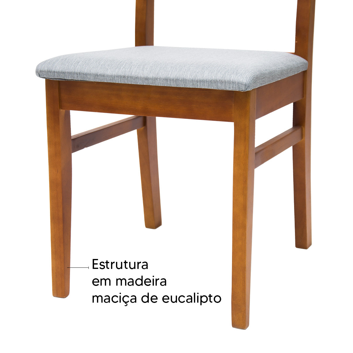 Kit 2 Cadeiras de jantar em madeira com estofado confortável, ideal para salas modernas. Acabamento em verniz UV e estrutura resistente de alta qualidade.