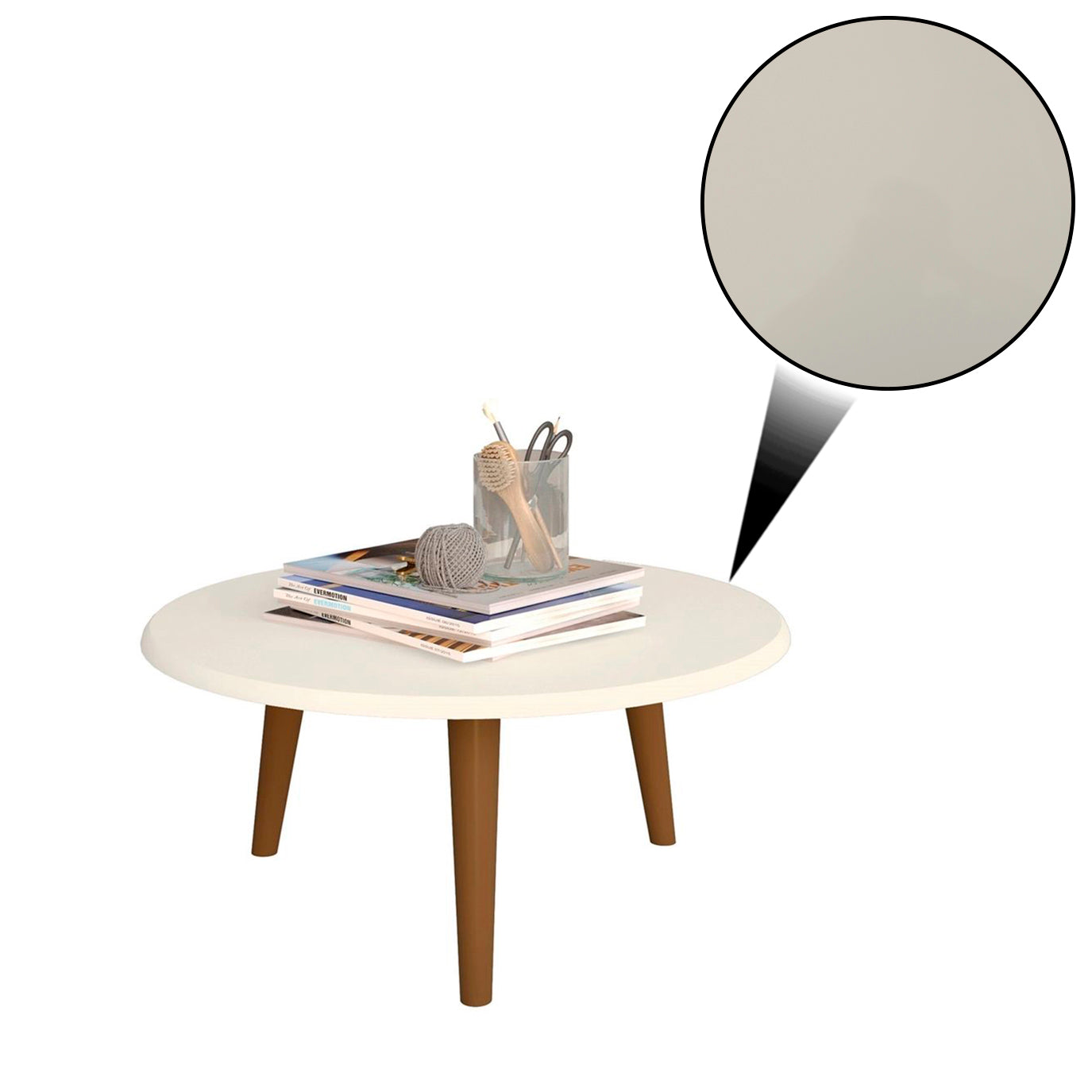 Mesa de Centro Redonda em Madeira Para Sala