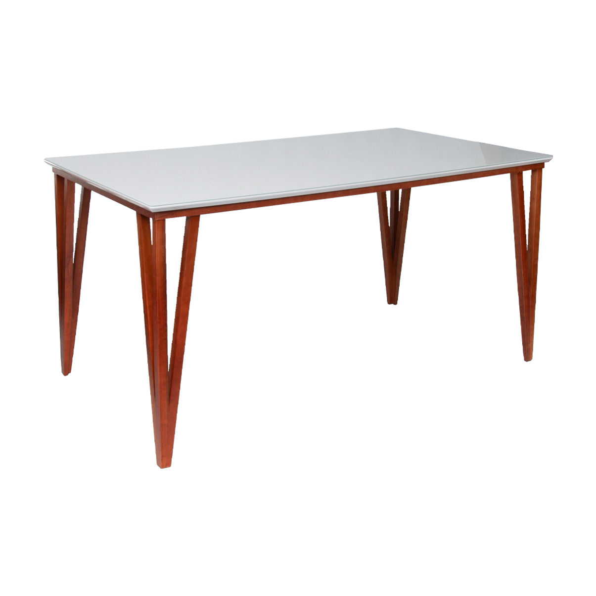 Mesa de Jantar 6 Lugares Com Tampo de Vidro