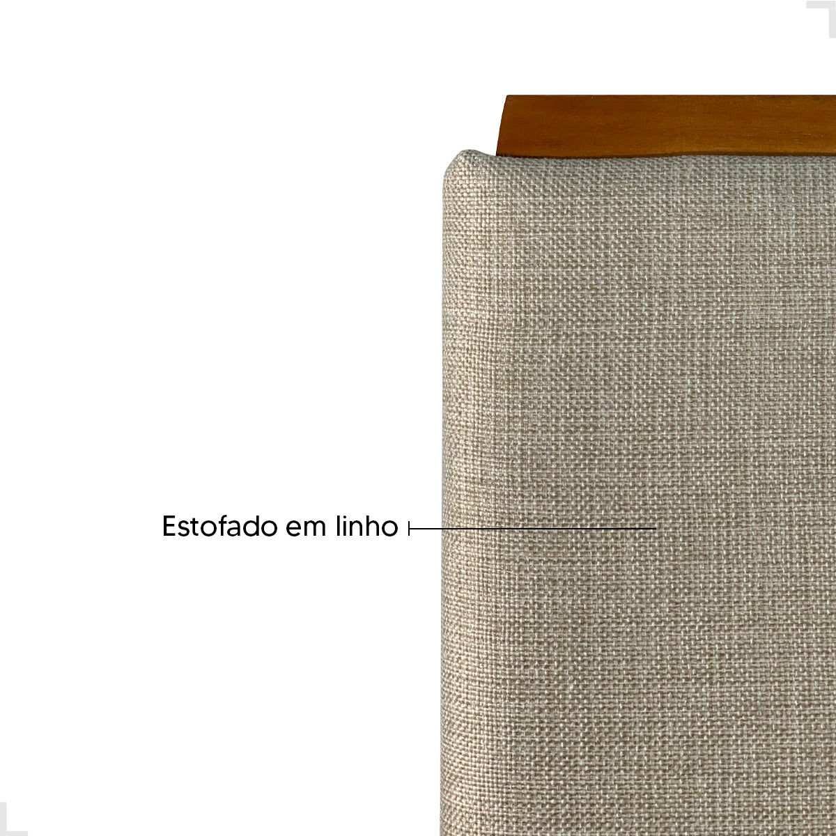 Kit com 2 Cadeiras Veneza Estofadas em Linho com Estrutura de Madeira Maciça e Acabamento PU Marrom Canela