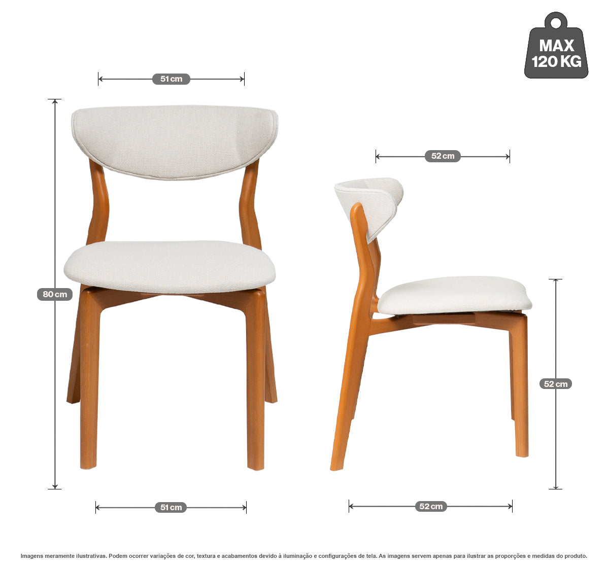 Kit Conjunto Cadeira Vênus em Madeira Maciça de Eucalipto com Assento e Encosto Estofados — Conforto e Design Elegante para Sala de Jantar