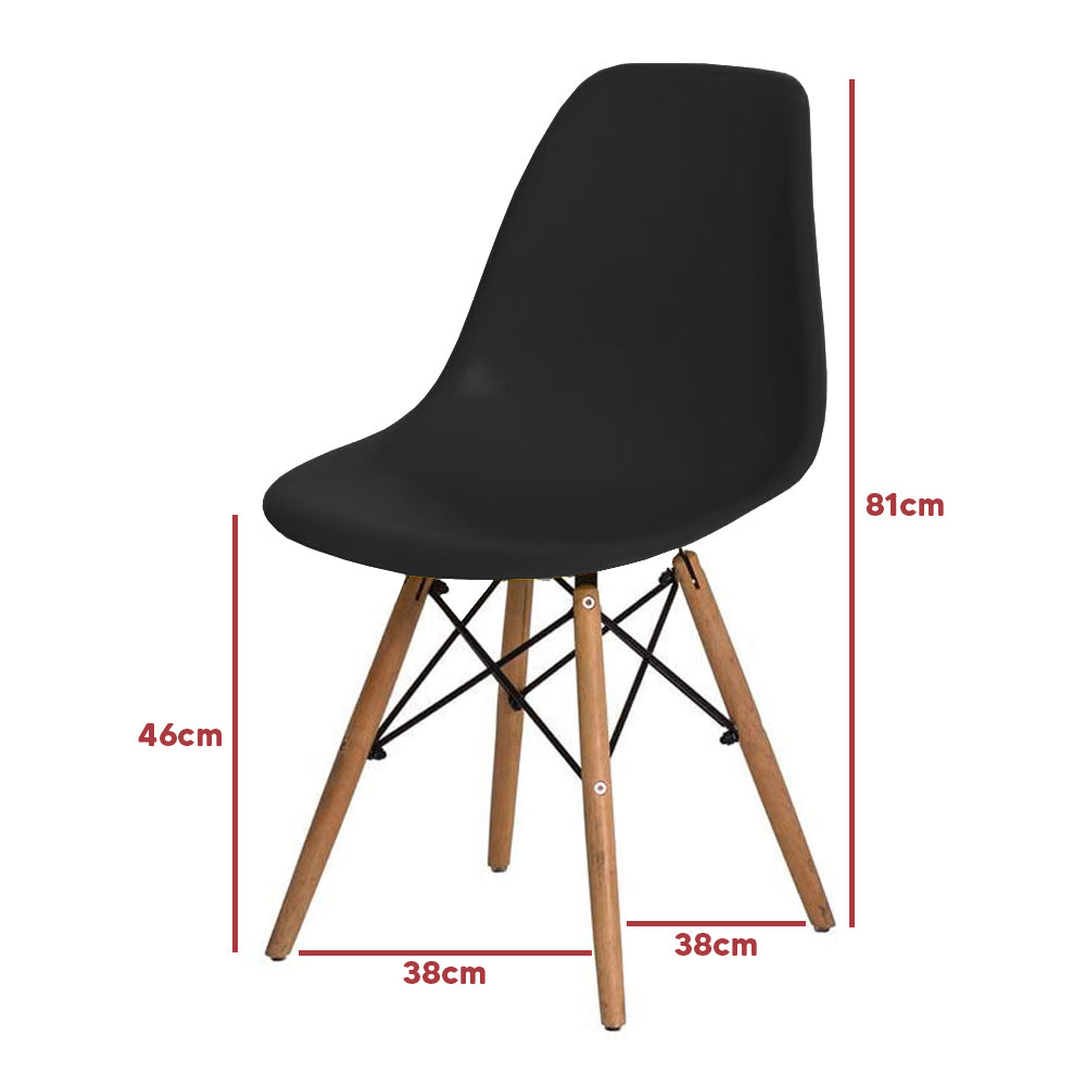 Cadeira Eifel Design Moderno em Polipropileno com Base de Madeira de Faia e Estrutura Metálica – 81x46 cm