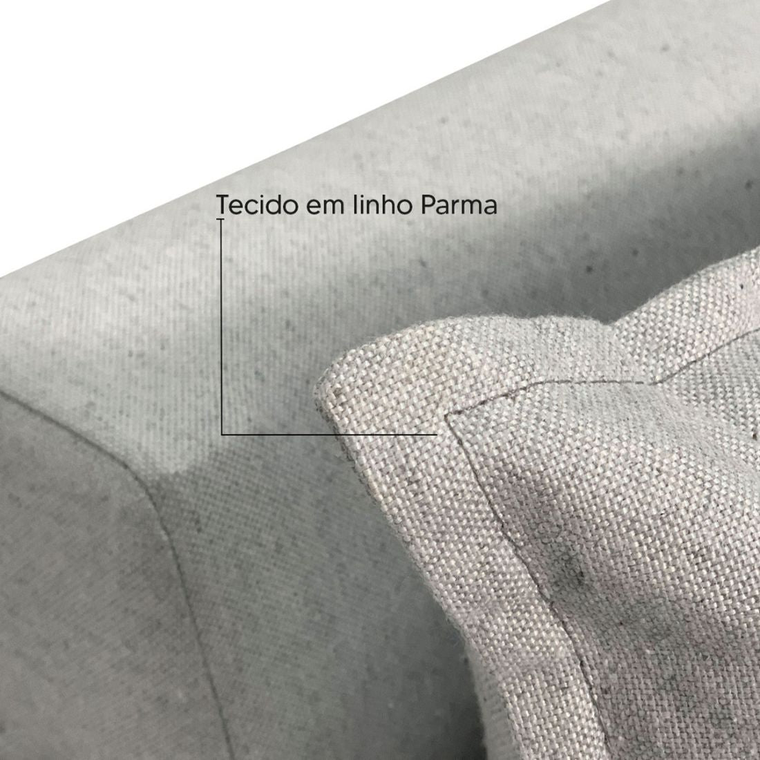 Sofá 3 Lugares Classic Tecido Linho com 2 Almofadas 2m Estrutura em Madeira de Eucalipto