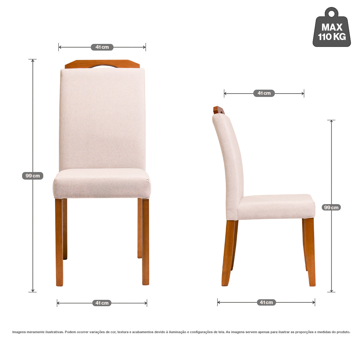 Kit com 2 Cadeiras Alice com Estrutura em Madeira e Assento Estofado – Design Elegante para Sala de Jantar e Ambientes M